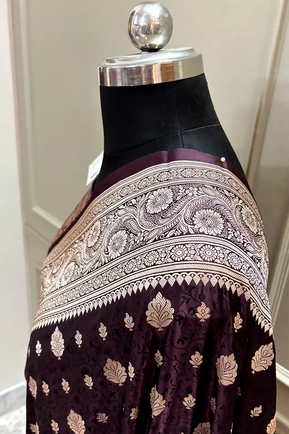 Wine Chunni Munni Katan Silk Banarasi Saree