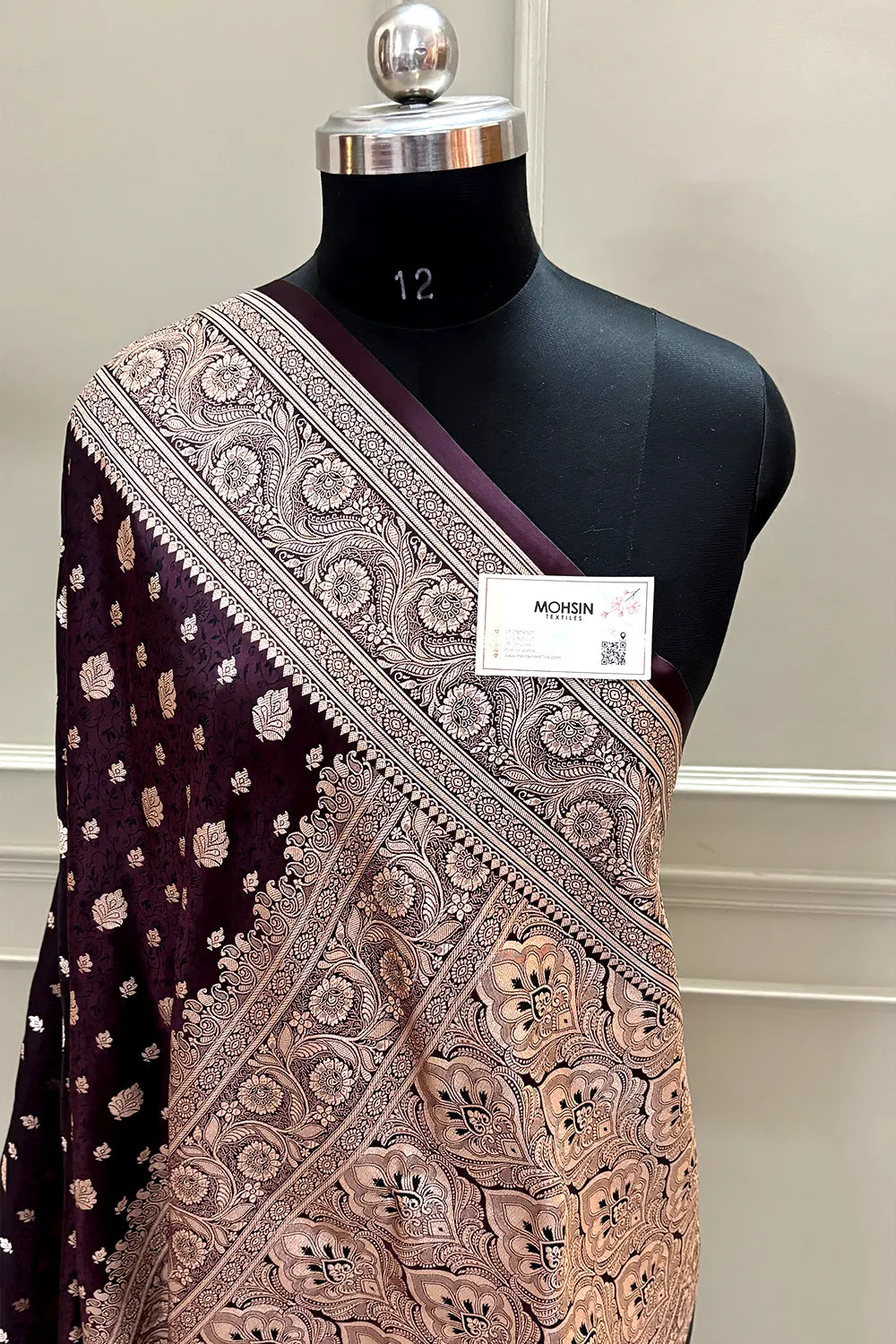 Wine Chunni Munni Katan Silk Banarasi Saree