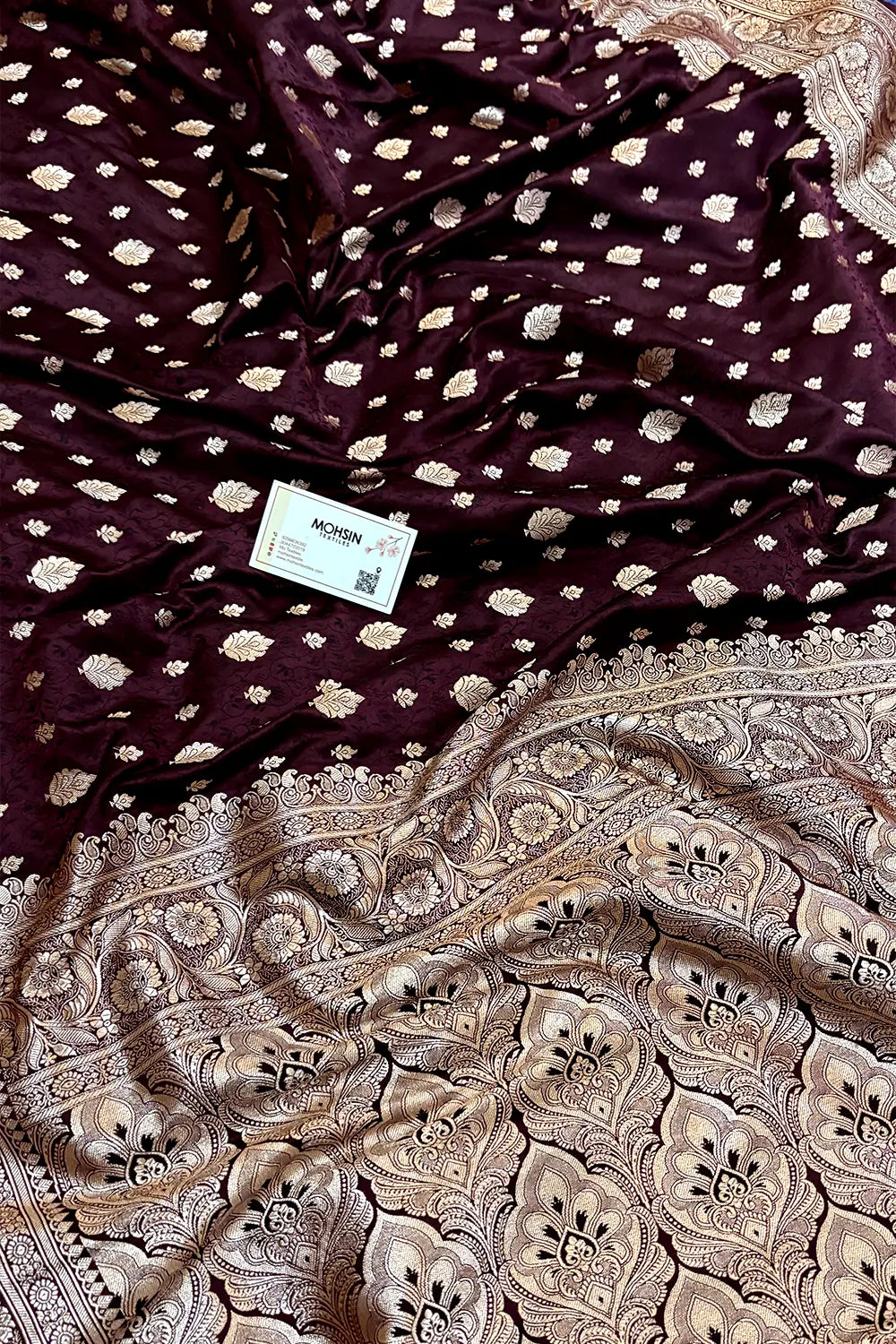 Wine Chunni Munni Katan Silk Banarasi Saree