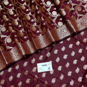 Wine Godzilla Semi Katan Silk Banarasi Suit