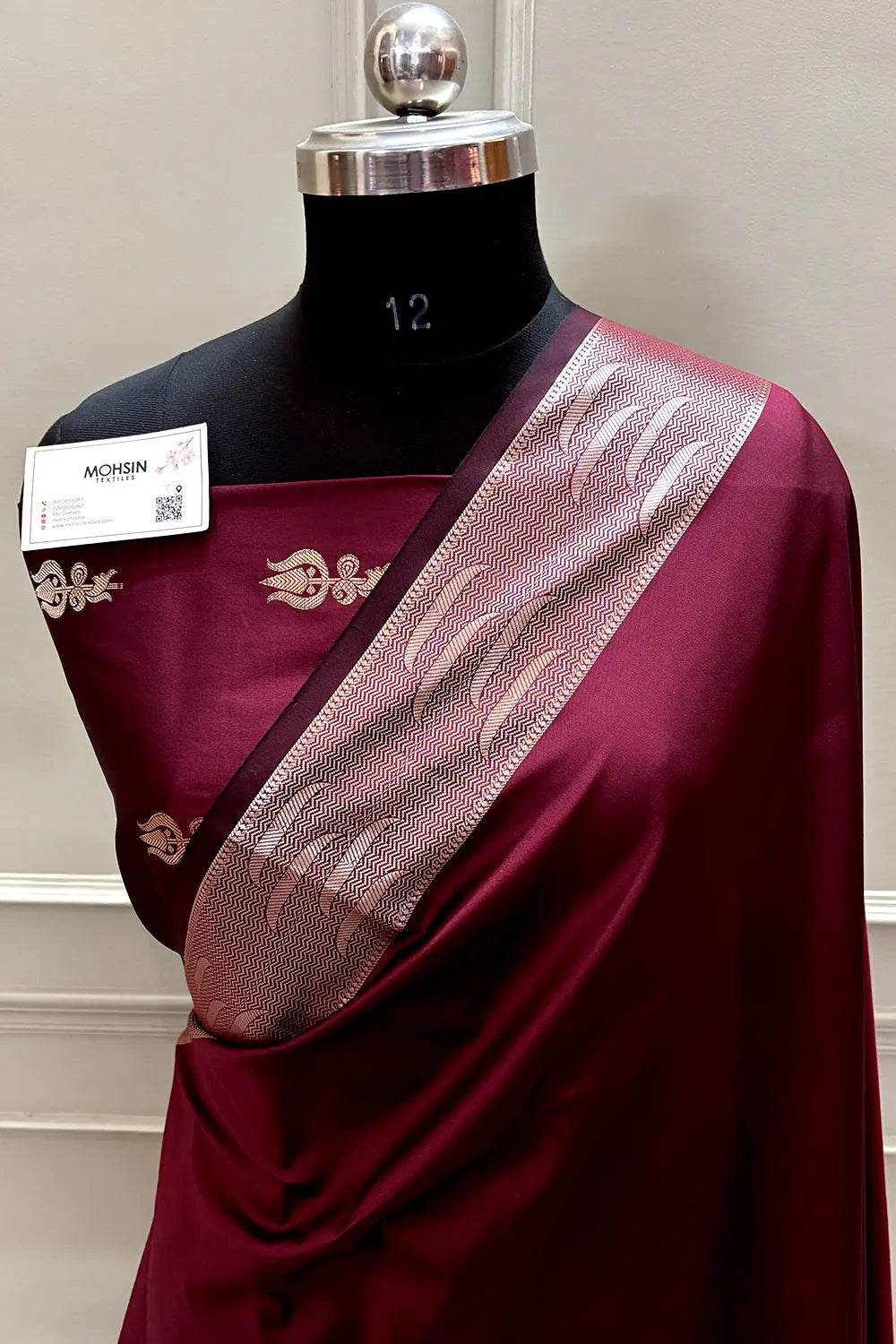 Wine Kalyug Plain Satin Silk Banarasi Saree