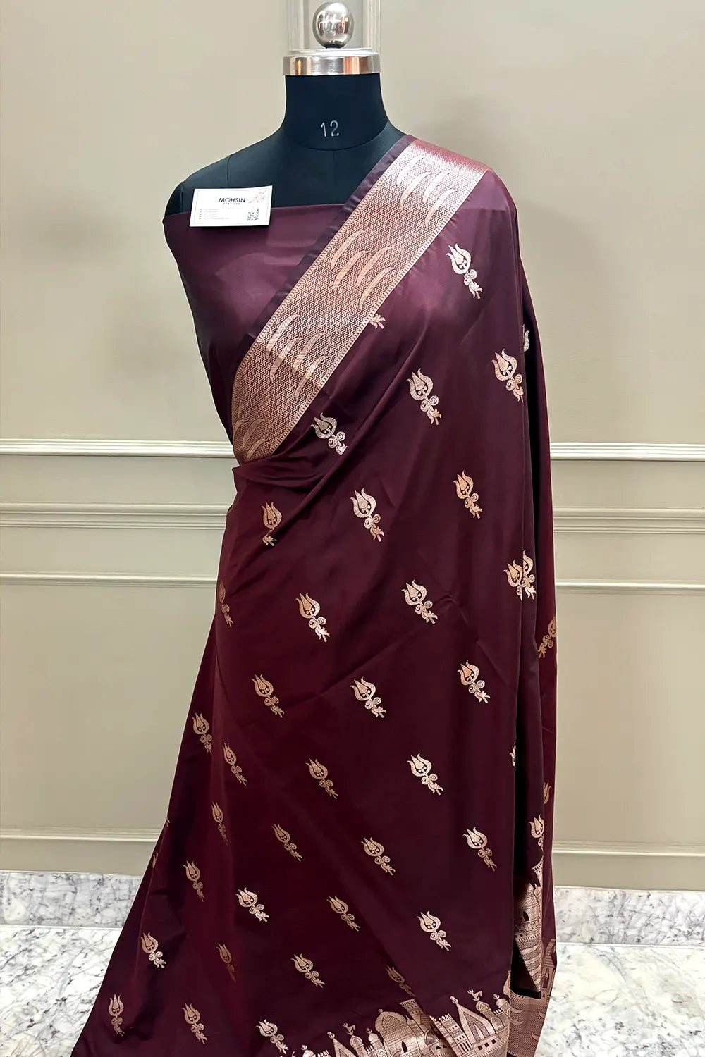 Wine Kalyug Satin Silk Banarasi Saree