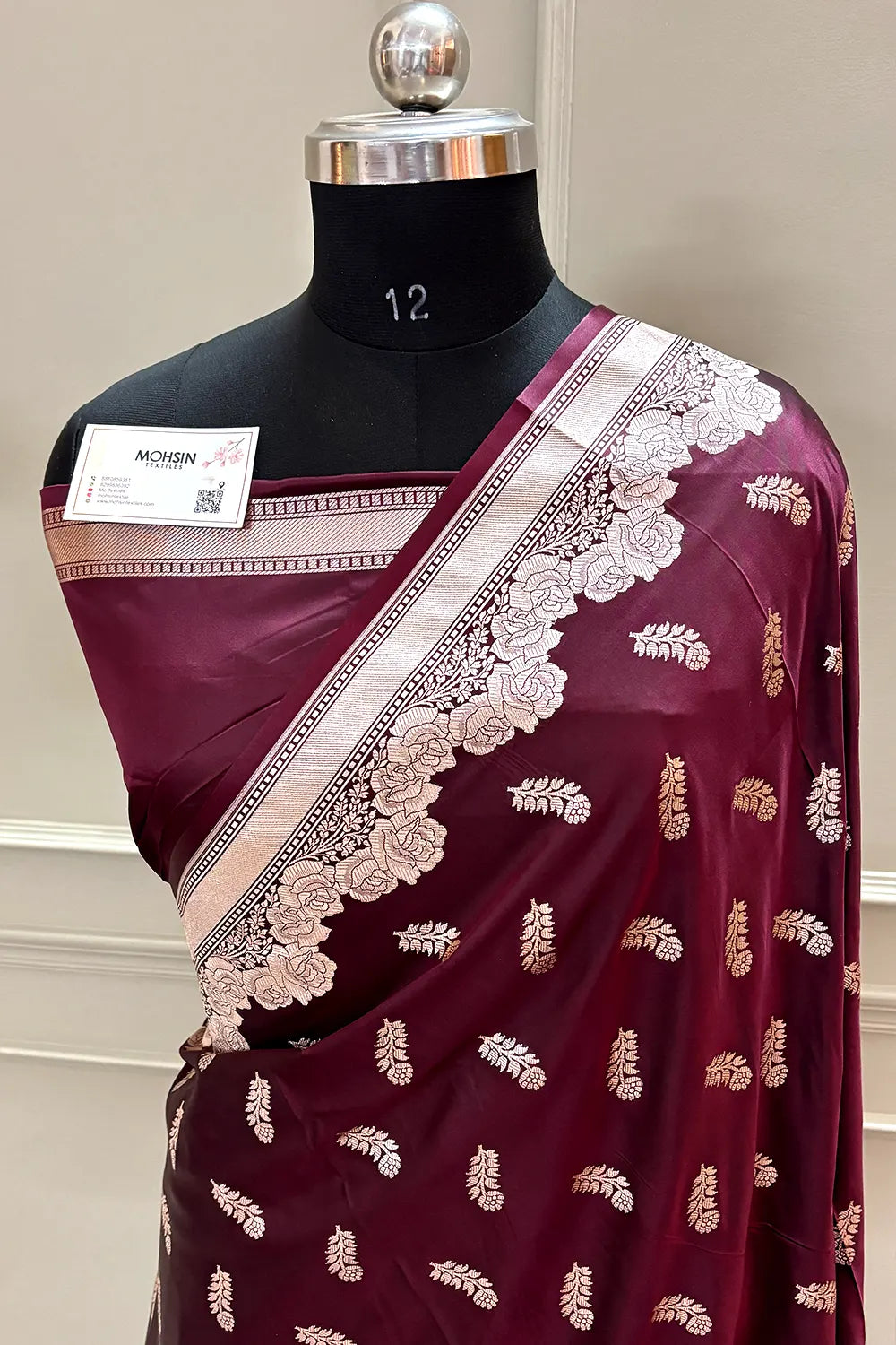Wine Kanak Buti Katan Silk Banarasi Saree