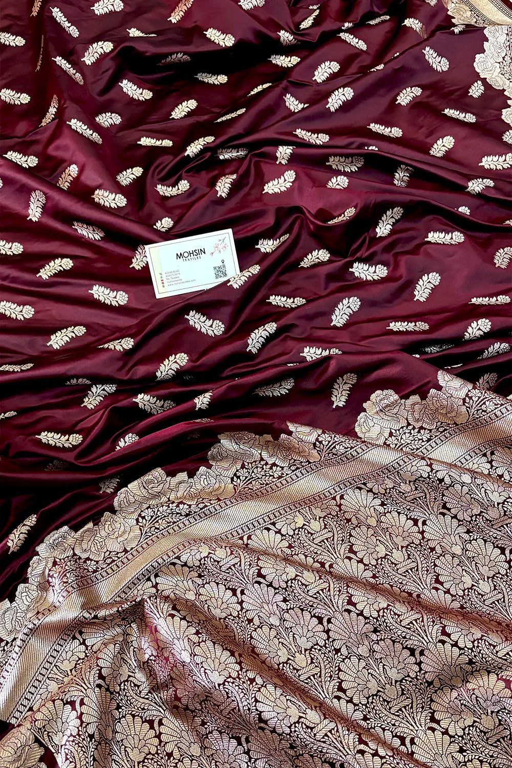 Wine Kanak Buti Katan Silk Banarasi Saree