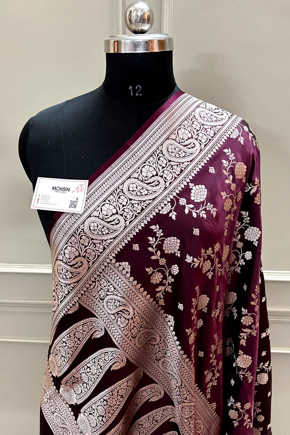 Wine Nafis Jaal Katan Silk Banarasi Saree