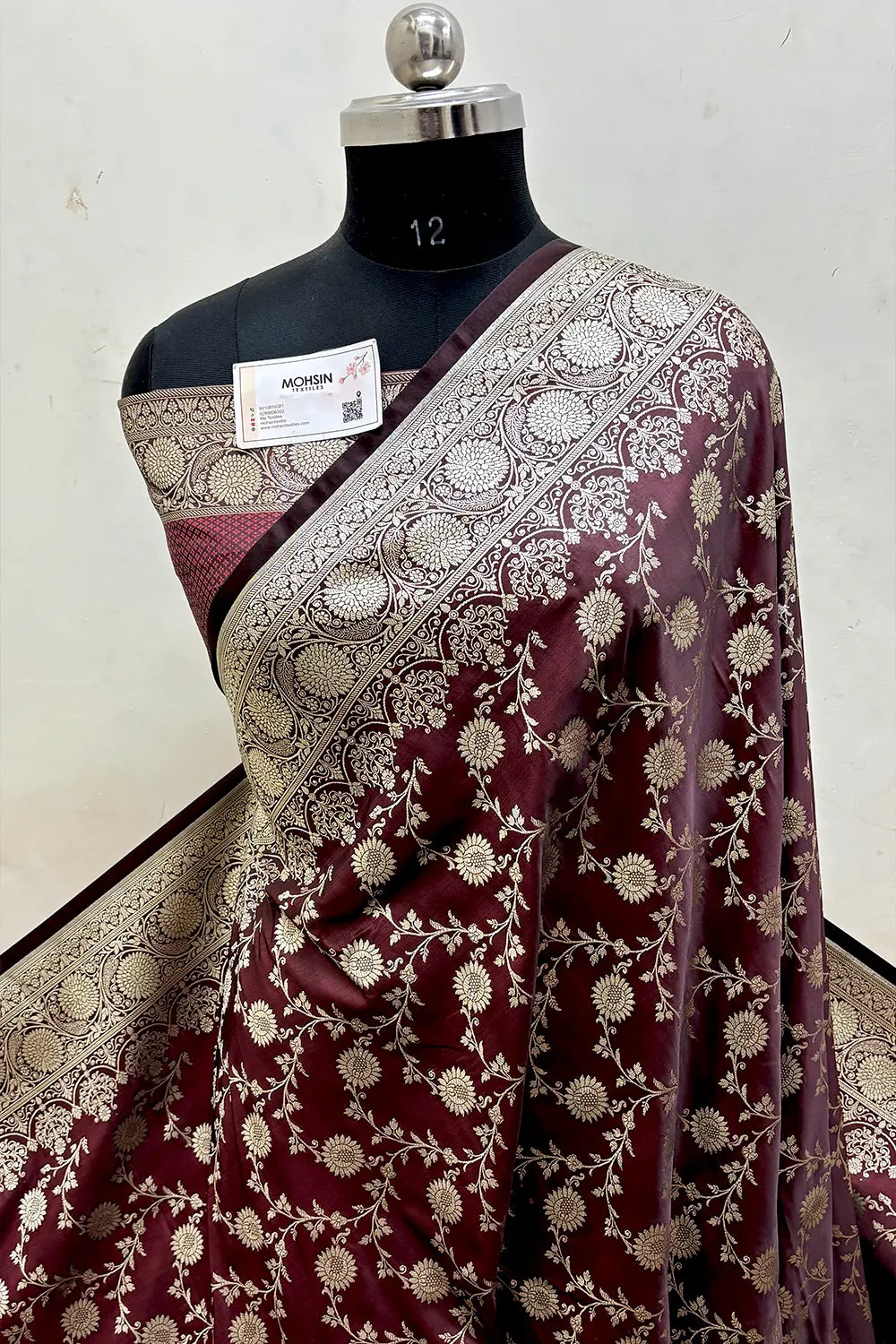 Wine Peach Surajmukhi Jaal Katan Silk Banarasi Saree