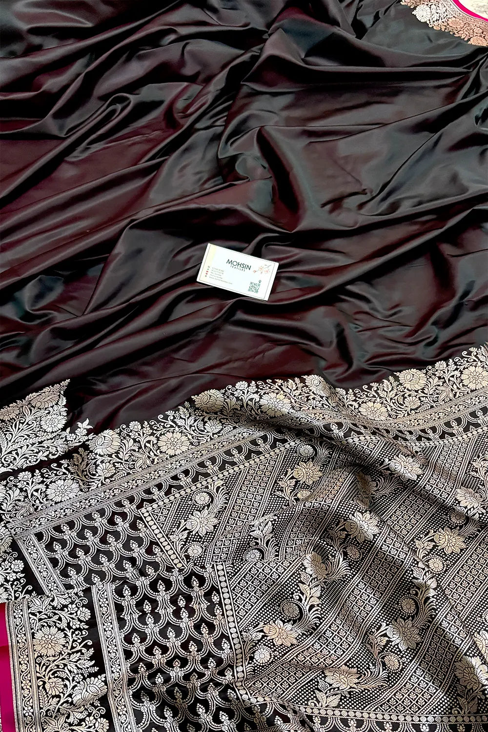 Wine Plain Zari Border Katan Silk Banarasi Saree