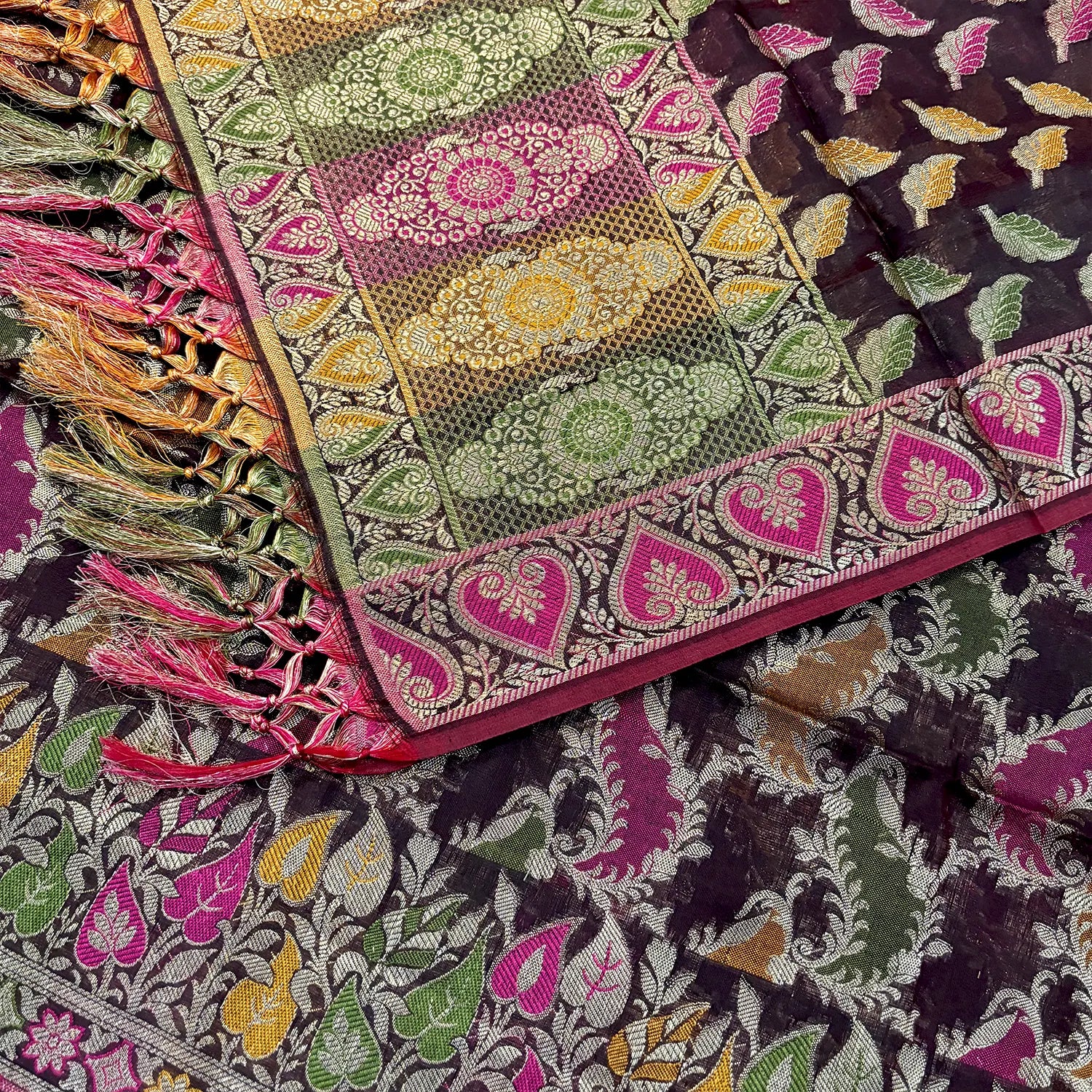 Wine Resham Banarasi Silk Suit