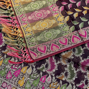 Wine Resham Banarasi Silk Suit