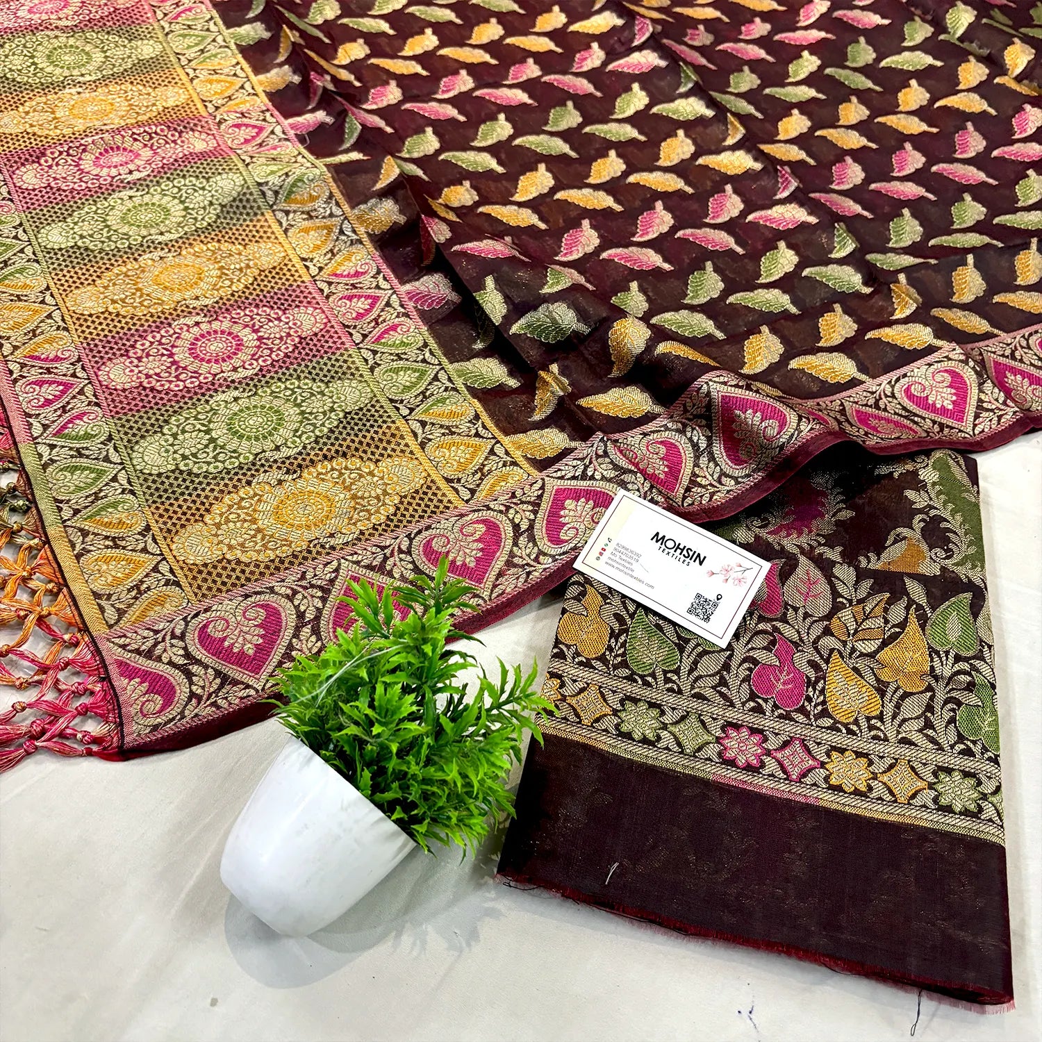 Wine Resham Banarasi Silk Suit