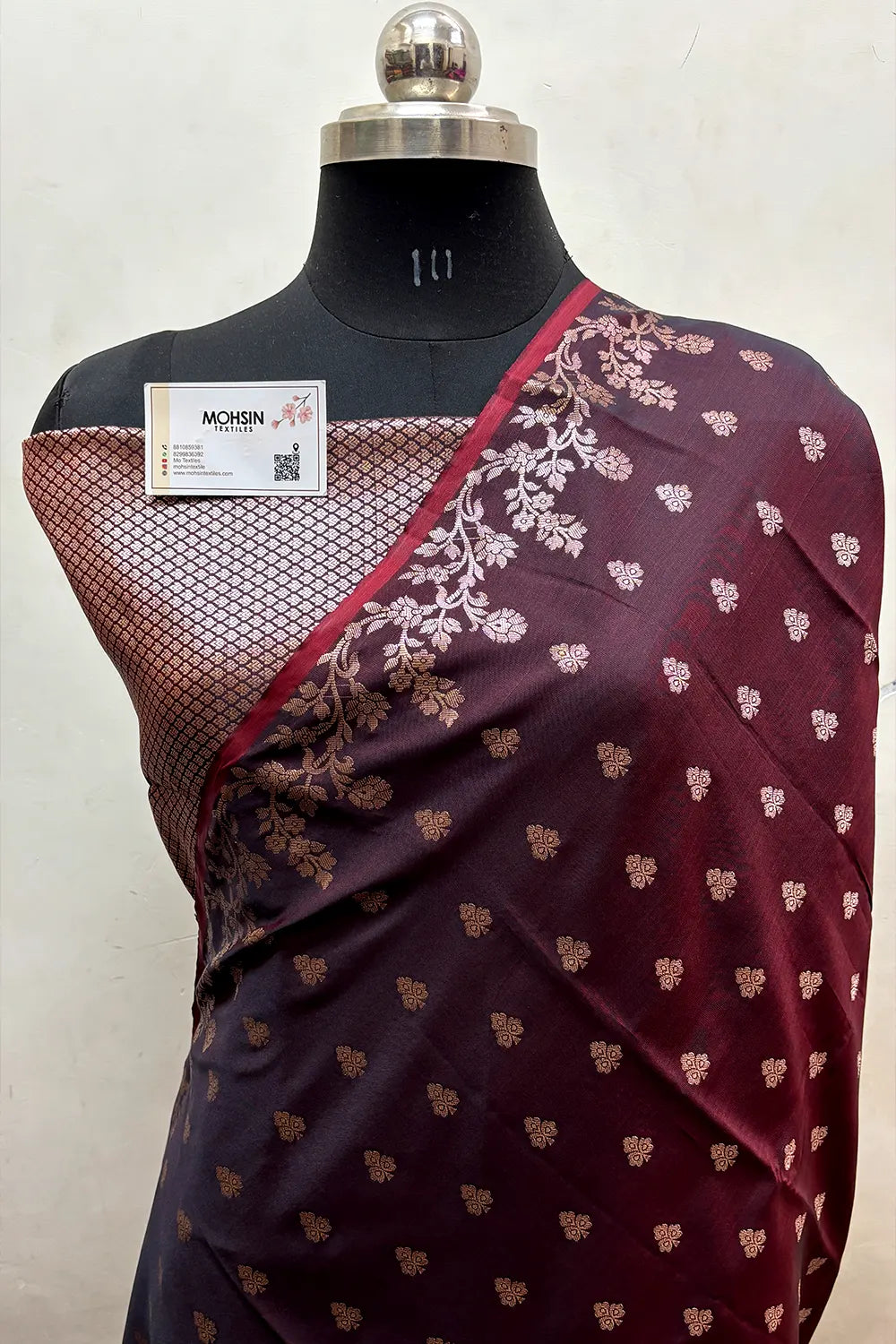 Wine Semi Katan Silk Banarasi Saree