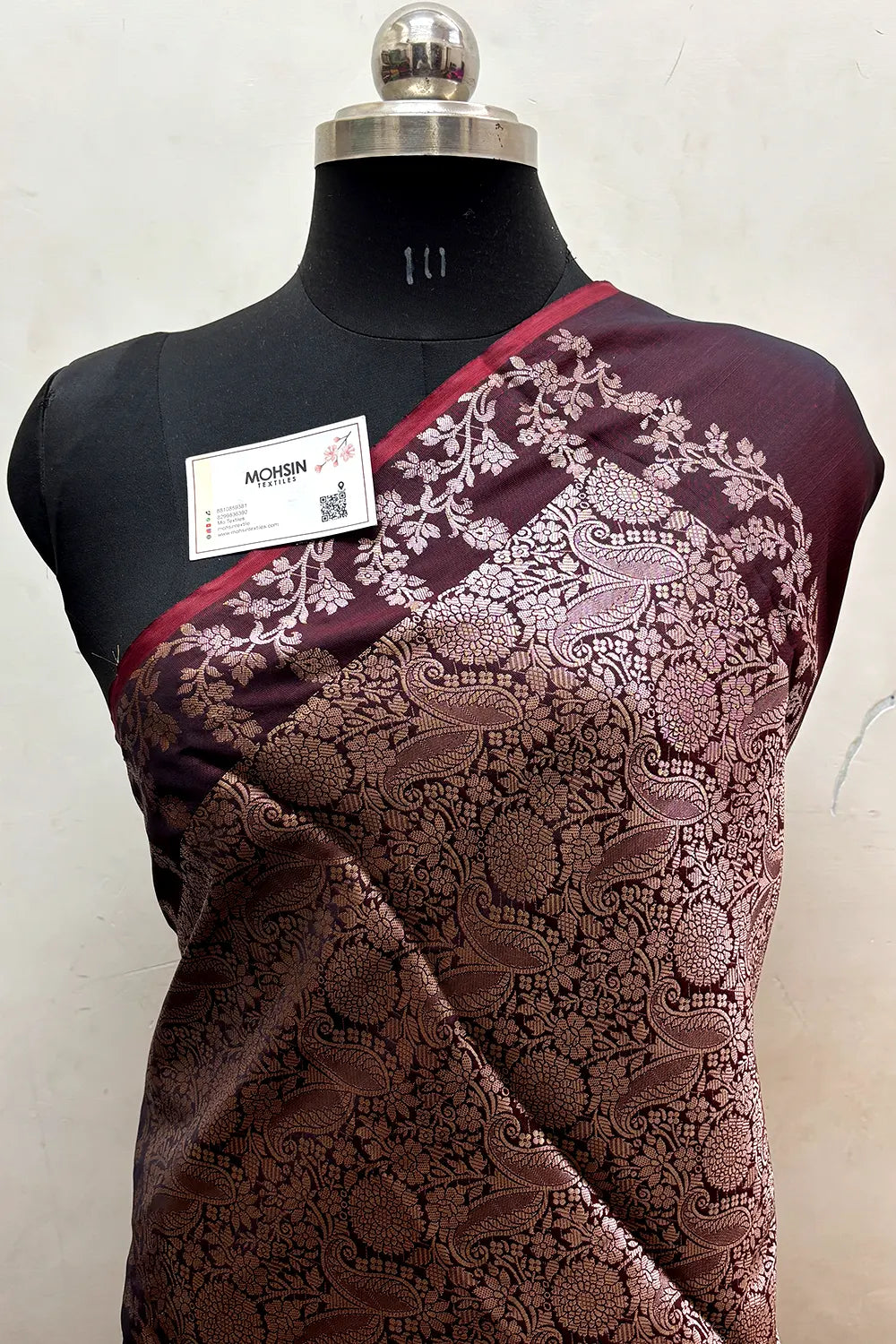 Wine Semi Katan Silk Banarasi Saree