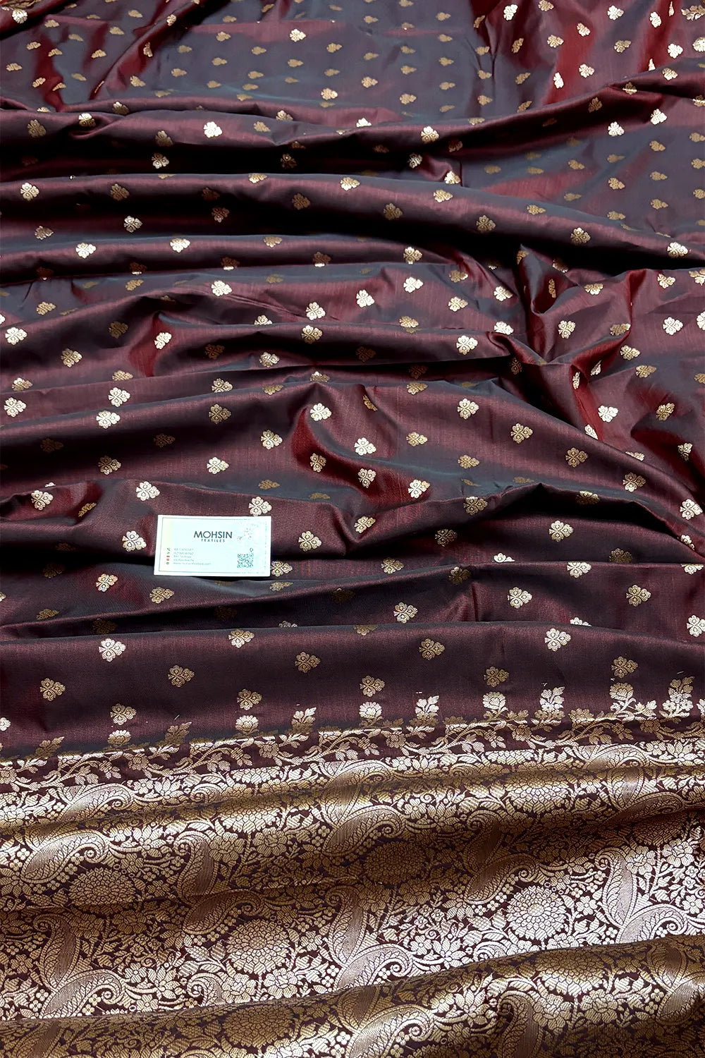 Wine Semi Katan Silk Banarasi Saree