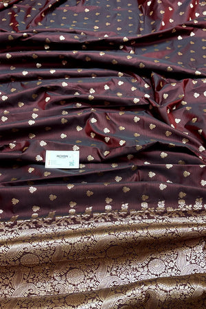 Wine Semi Katan Silk Banarasi Saree