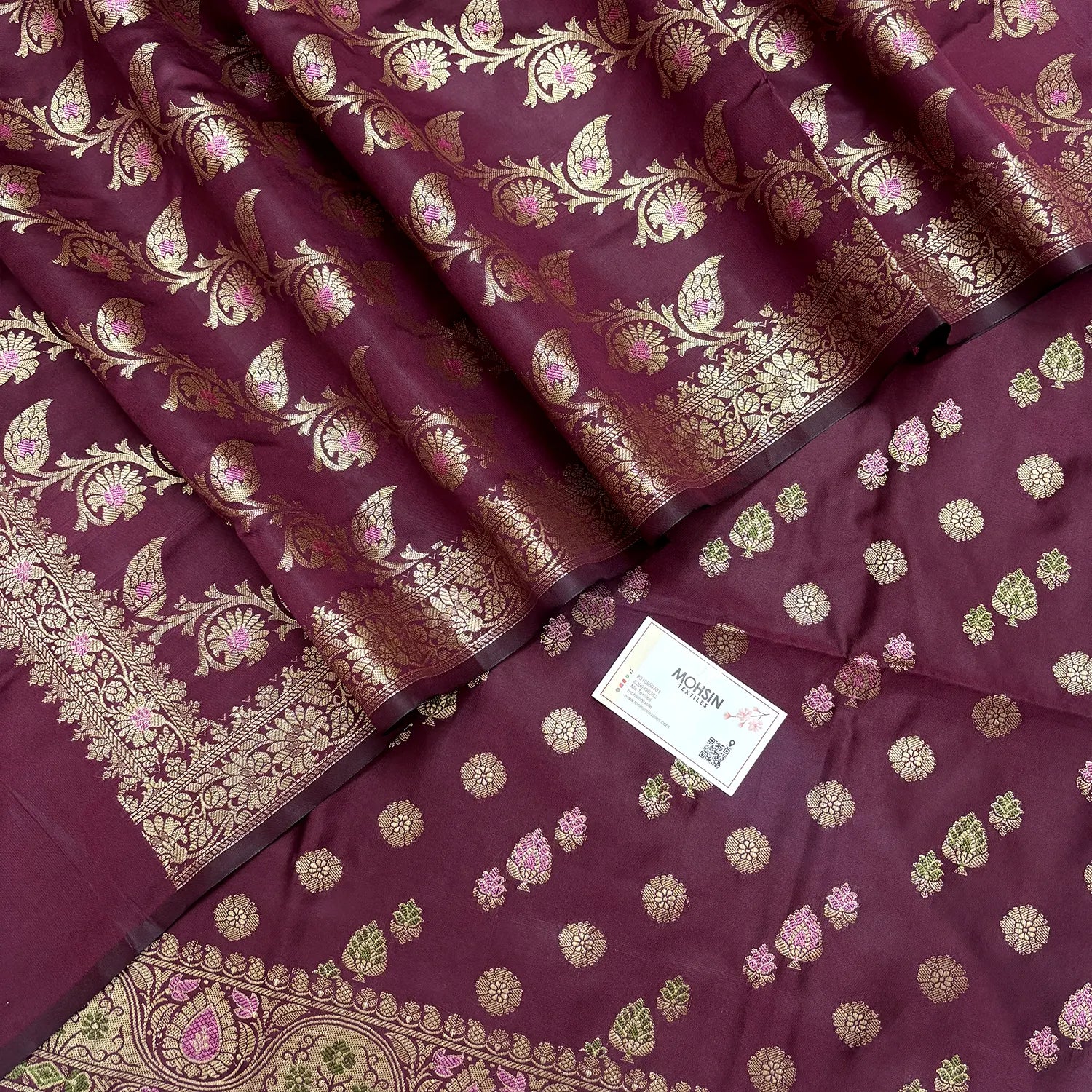 Wine Semi Katan Silk Banarasi Suit