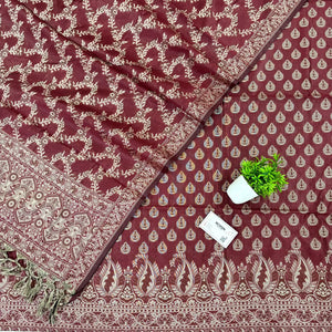 Wine Surahi Buti Cotton Silk Banarasi Suit 