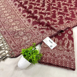 Wine Surahi Buti Cotton Silk Banarasi Suit 
