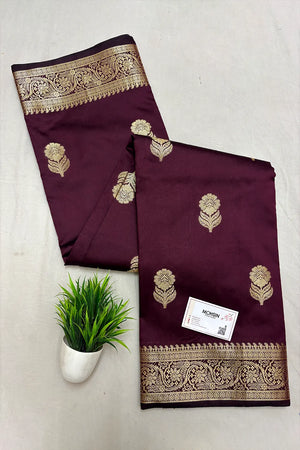 Wine Tilismi Kalli Semi Katan Silk Banarasi Saree