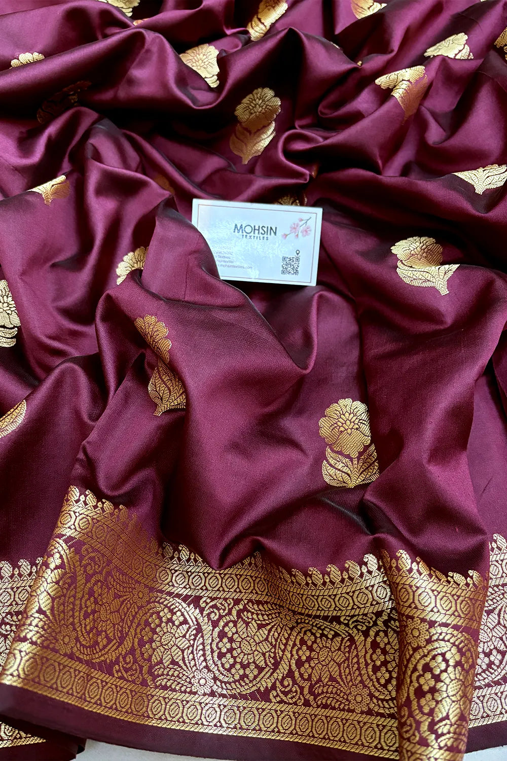 Wine Tilismi Kalli Semi Katan Silk Banarasi Saree