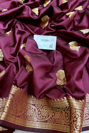 Wine Tilismi Kalli Semi Katan Silk Banarasi Saree