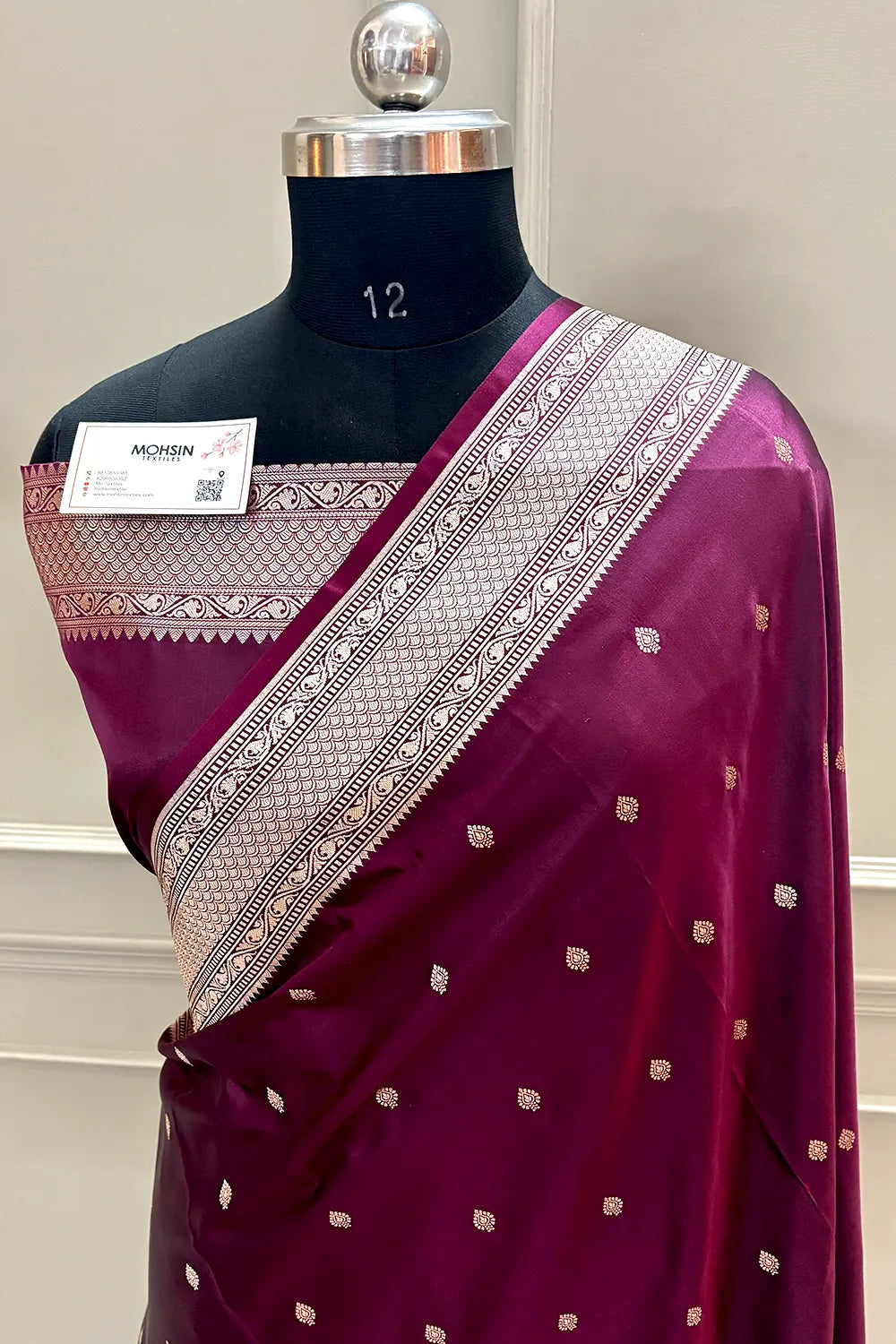 Wine Wazir Buti Katan Silk Banarasi Saree