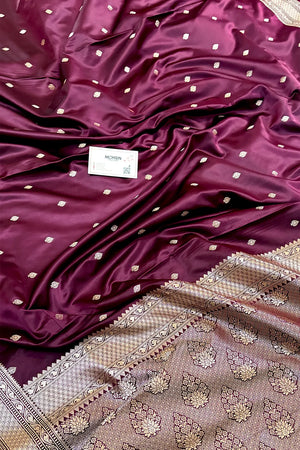 Wine Wazir Buti Katan Silk Banarasi Saree