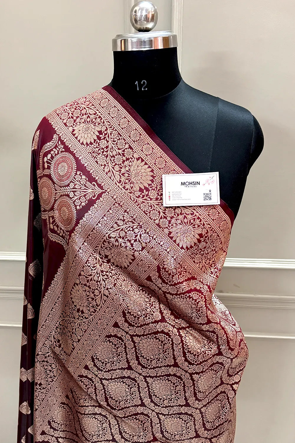 Wine Zari Banarasi Silk Saree