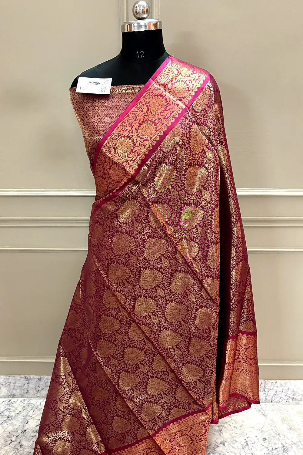 Wine Zari Banarasi Silk Saree