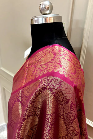 Wine Zari Banarasi Silk Saree