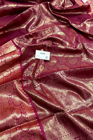 Wine Zari Banarasi Silk Saree