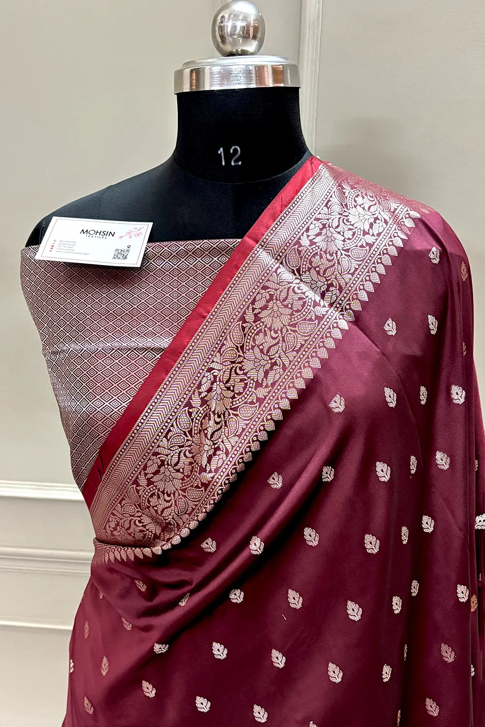 Wine Zari Banarasi Silk Saree