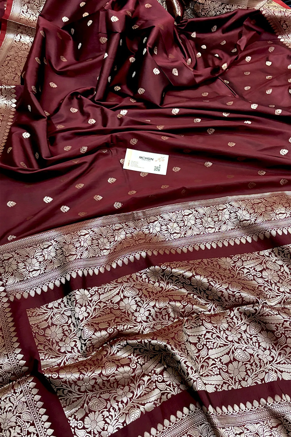 Wine Zari Banarasi Silk Saree
