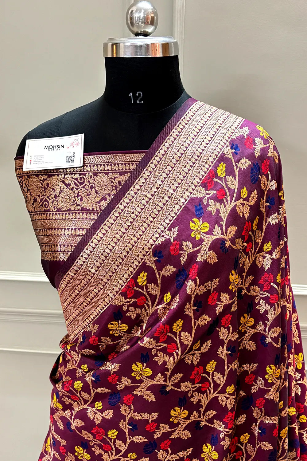 Wine Zari Banarasi Silk Saree