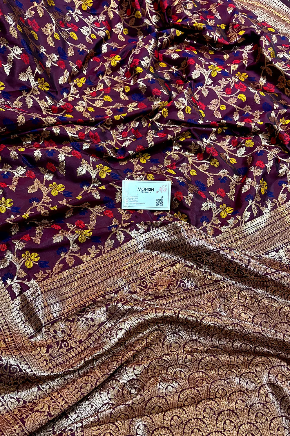 Wine Zari Banarasi Silk Saree