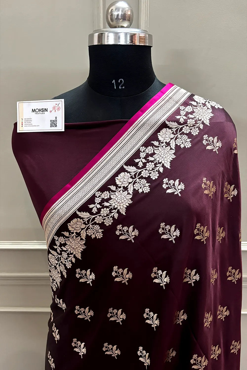 Wine Zari Katan Silk Banarasi Saree