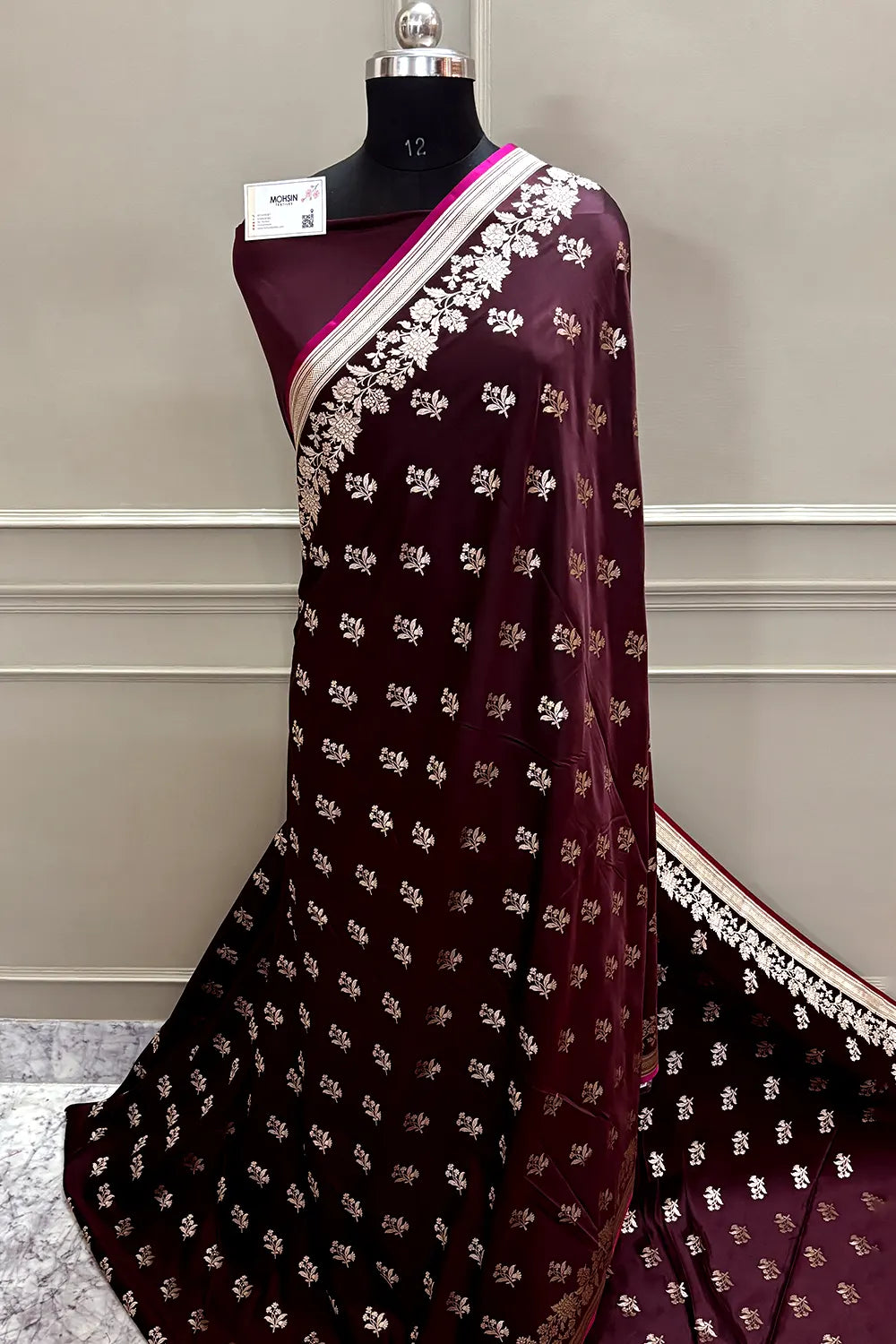 Wine Zari Katan Silk Banarasi Saree