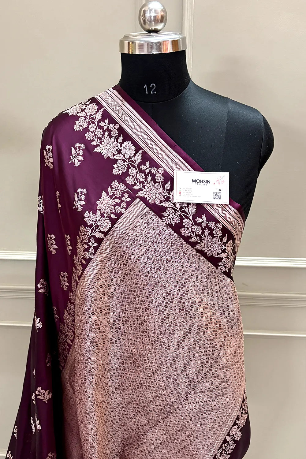 Wine Zari Katan Silk Banarasi Saree