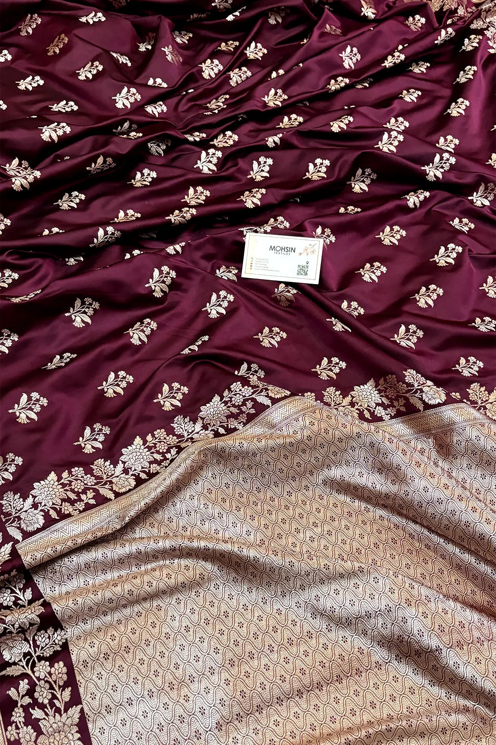 Wine Zari Katan Silk Banarasi Saree