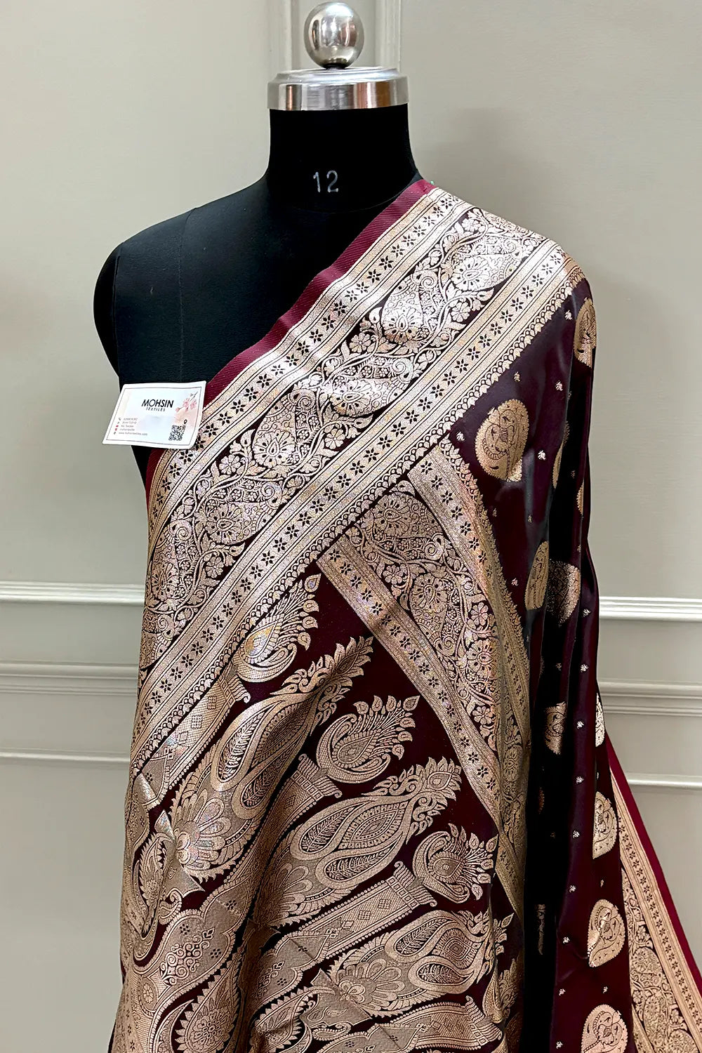 Wine Zari Katan Silk Banarasi Saree