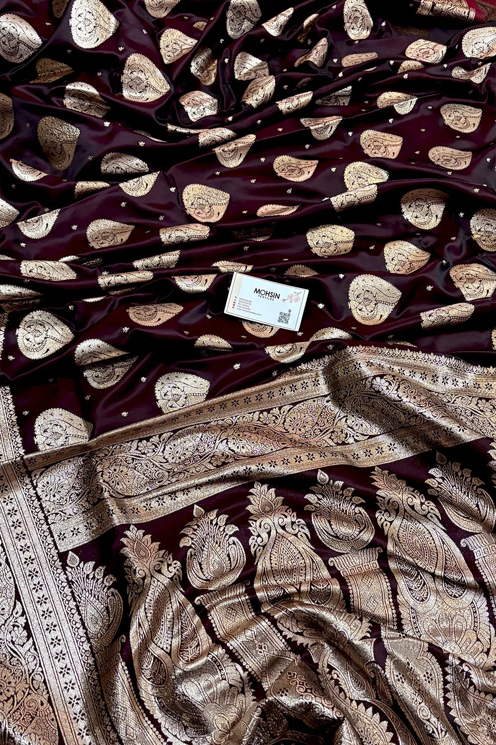 Wine Zari Katan Silk Banarasi Saree