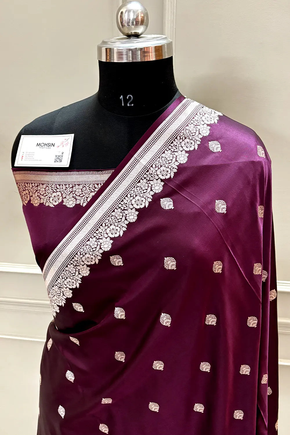 Wine Zari Katan Silk Banarasi Saree