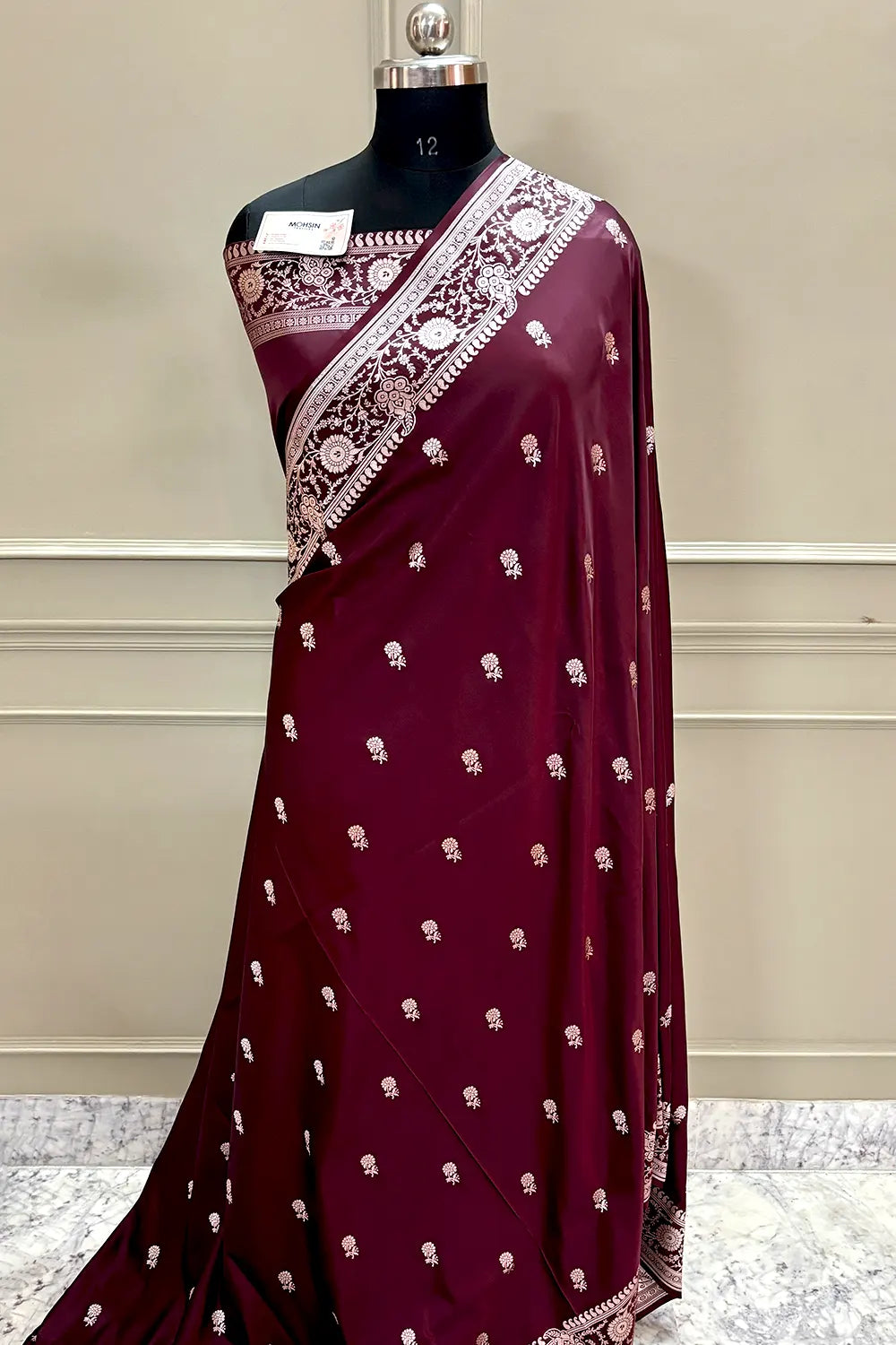 Wine Zari Katan Silk Banarasi Saree