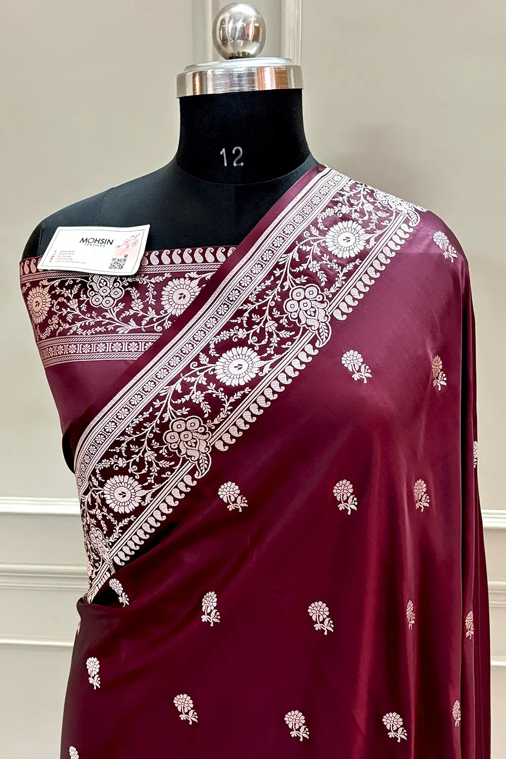 Wine Zari Katan Silk Banarasi Saree