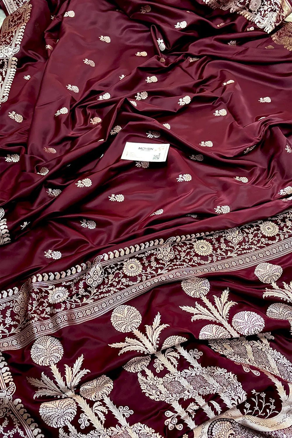 Wine Zari Katan Silk Banarasi Saree
