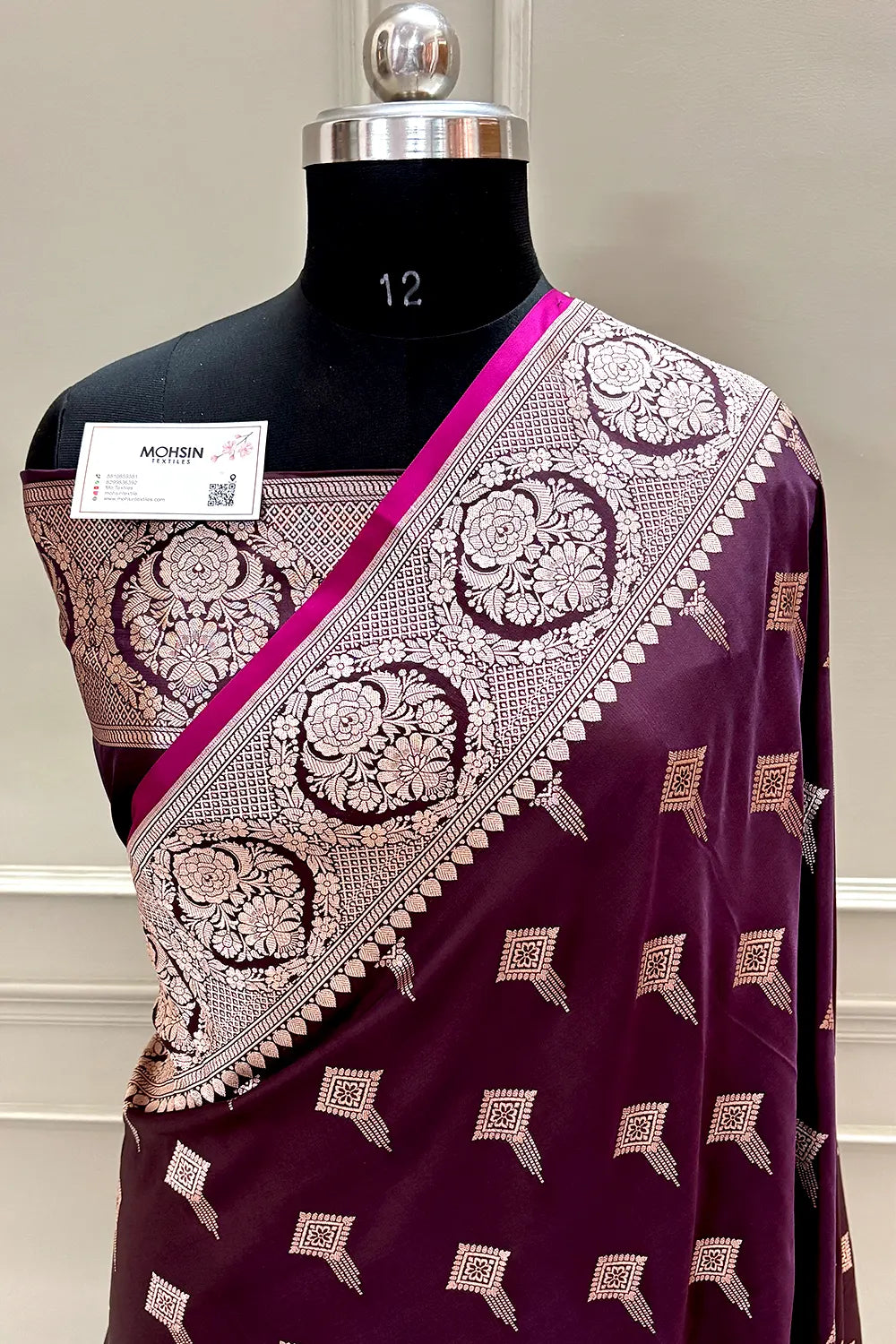 Wine Zari Katan Silk Banarasi Saree