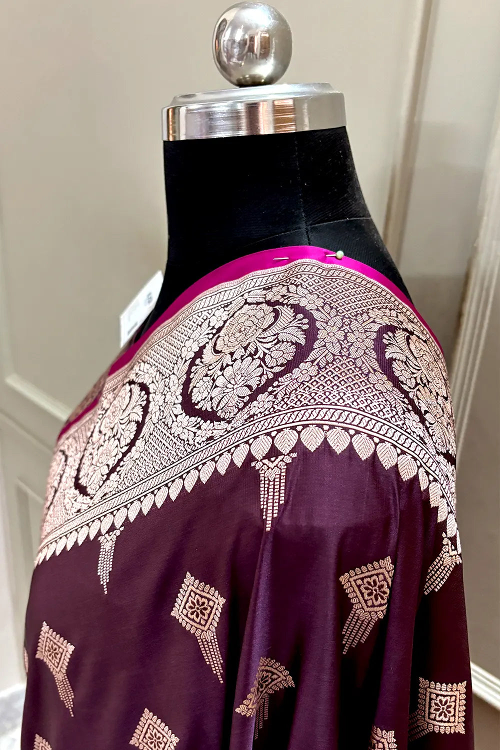 Wine Zari Katan Silk Banarasi Saree