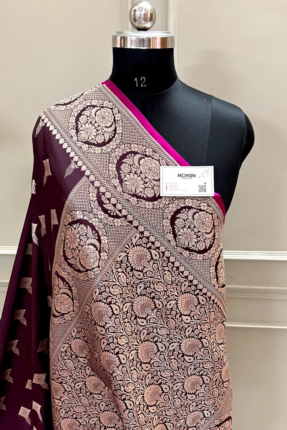 Wine Zari Katan Silk Banarasi Saree