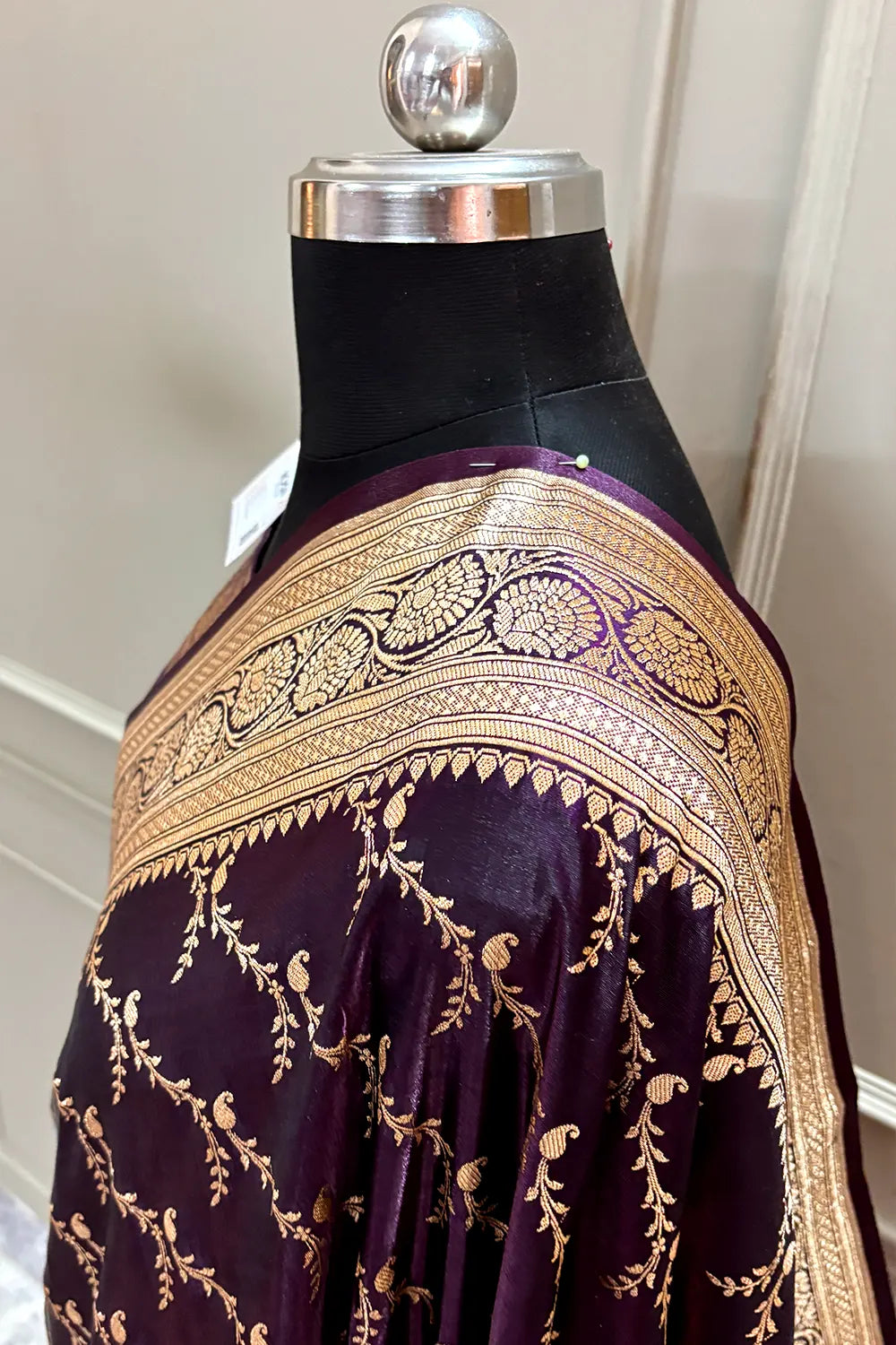Wine Zari Katan Silk Banarasi Saree