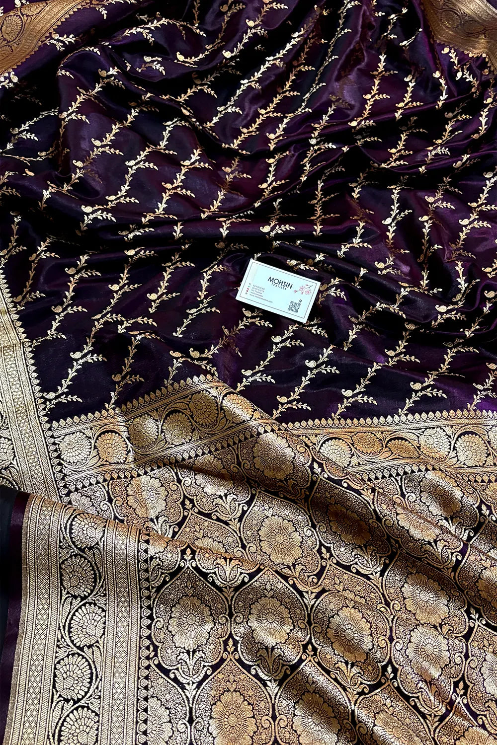 Wine Zari Katan Silk Banarasi Saree