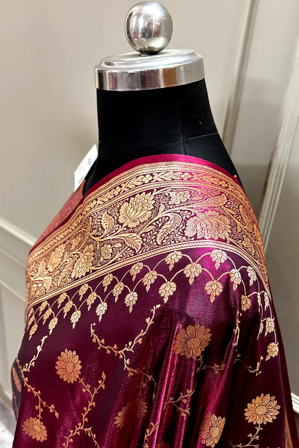 Wine Zari Katan Silk Banarasi Saree